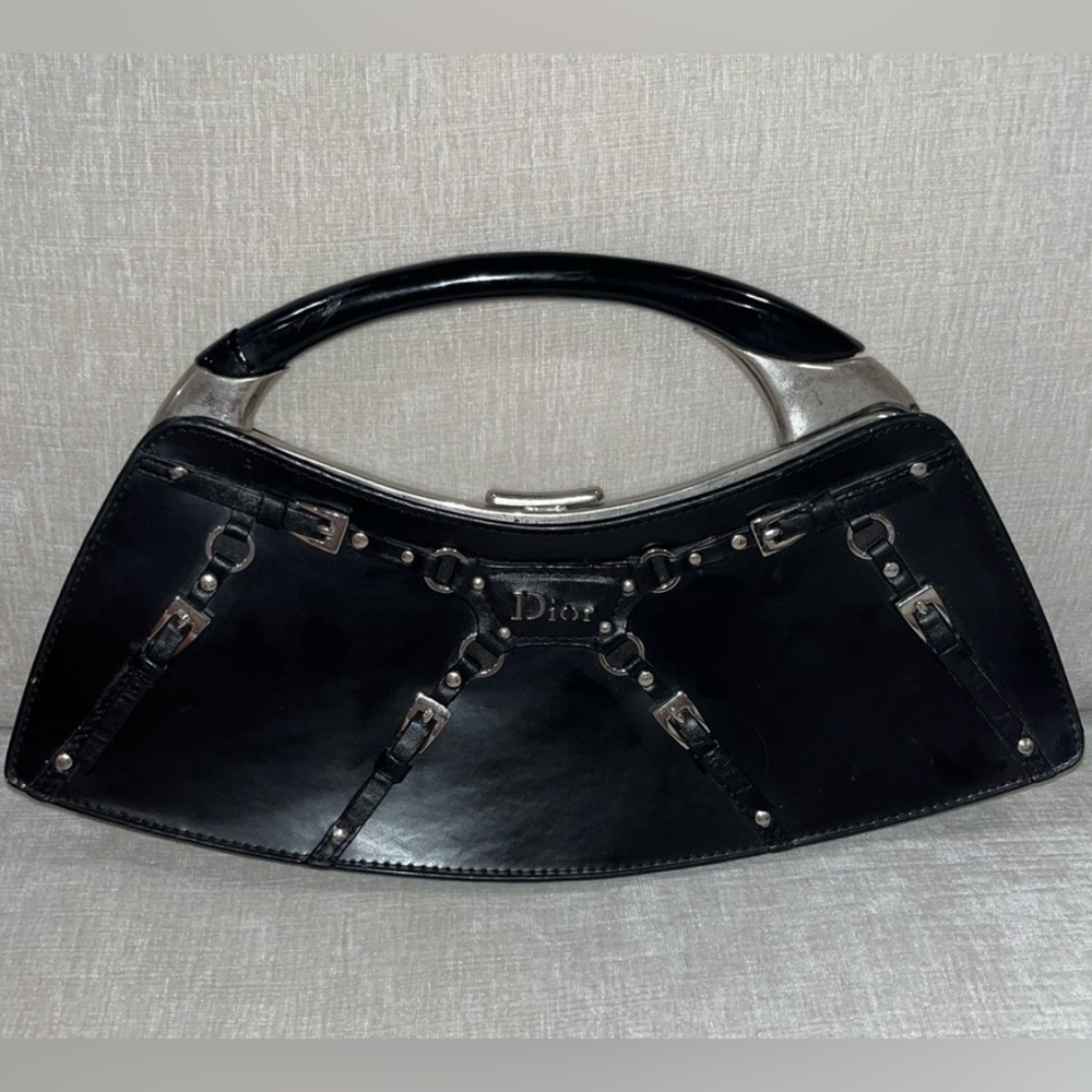Black Vintage Dior Leather Bondage Bag
